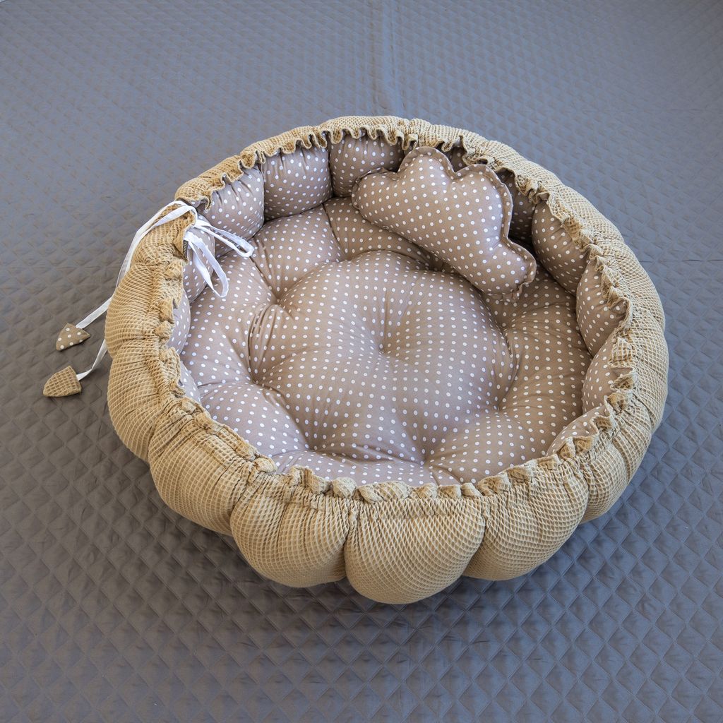Zweiseitig Babynest ENGELSNEST XXL Punkte BRAUN Baumwolle/ Produktbild 