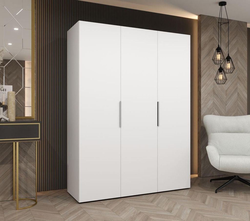 Kleiderschrank 150 cm TUANA - weiß/silber