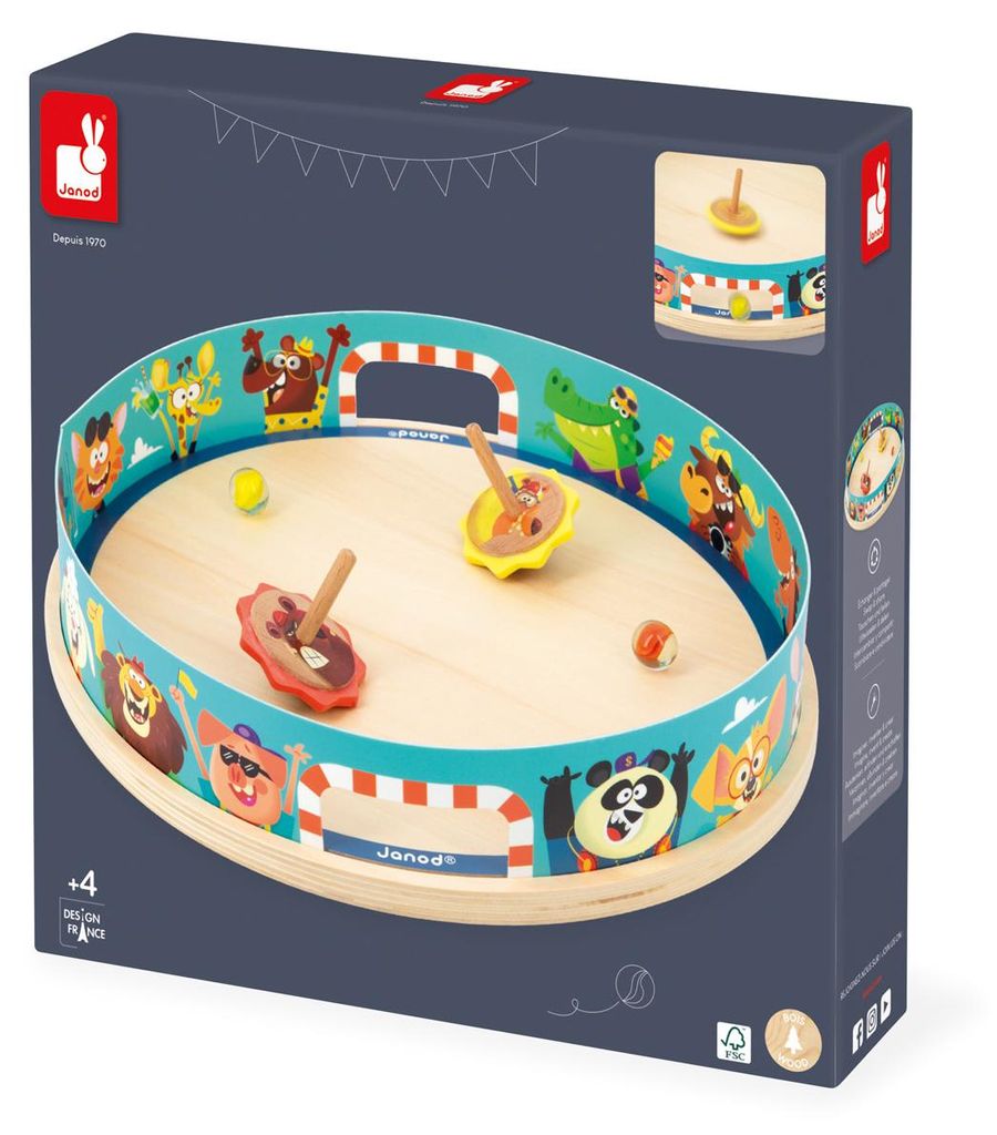 Janod Applepop - Kreisel Arena aus Holz für Kinder und Geschicklichkeitsspiel