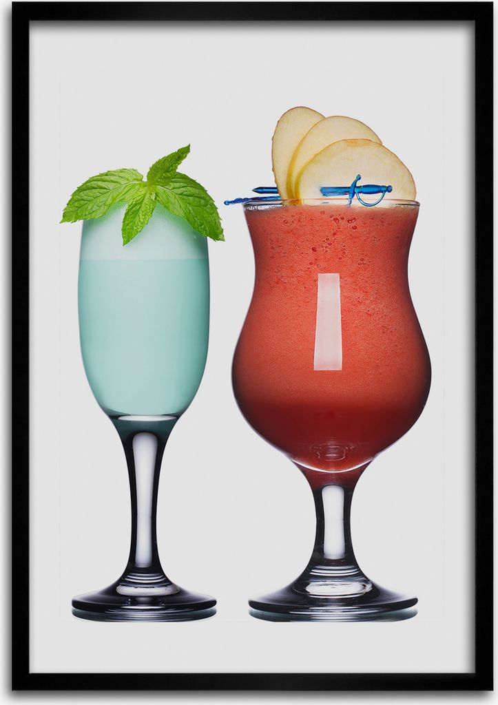 Bild - Bilderrahmen - 50 cm x 70 cm - MDF - Rahmen - Wandkunst Bunte Cocktails