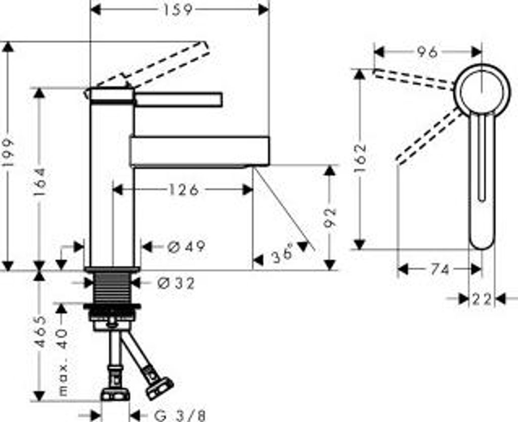 hansgrohe Finoris Einhebel-Waschtischarmatur 100 CoolStart mit Push-Open Ablaufgarnitur, Ausladung 126 mm, 76012670