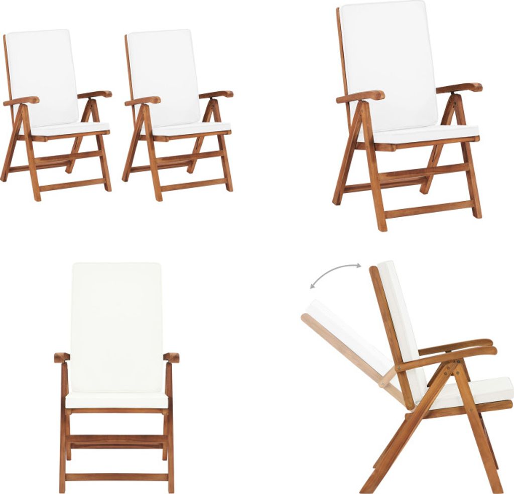 vidaXL Garten Liegestühle 2 Stk. mit Auflagen Massivholz Teak - Gartenstuhl - Gartenstühle - Garten-Liegestuhl - Garten-Liegestühle