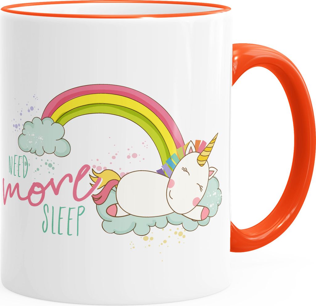 Tasse schlafendes Einhorn auf Wolke need more sleep sleeping mit Farbkante MoonWorks unisize