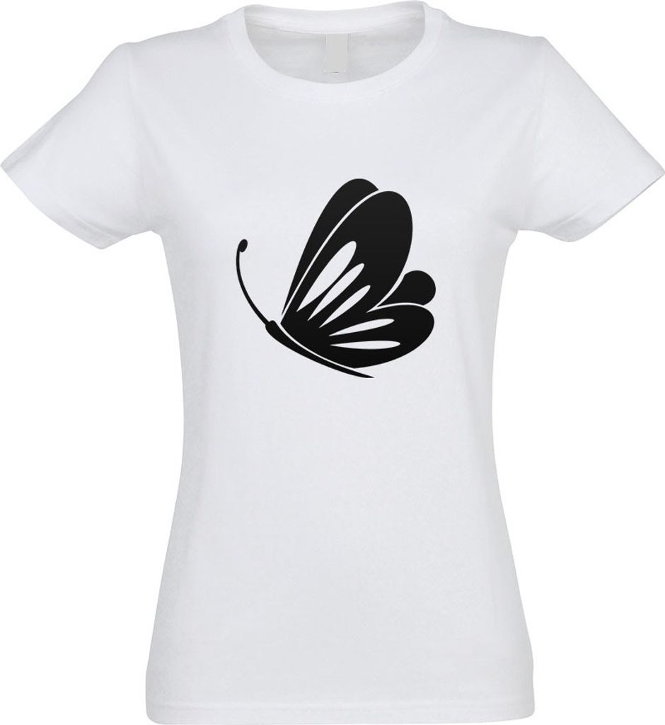 Kiwistar - T-Shirt tailliert - Damen - Weiss - Schmetterling Nr 1 - mit Motiv Bedruckt - Funshirt Design - Sport - Freizeit - Damen - L