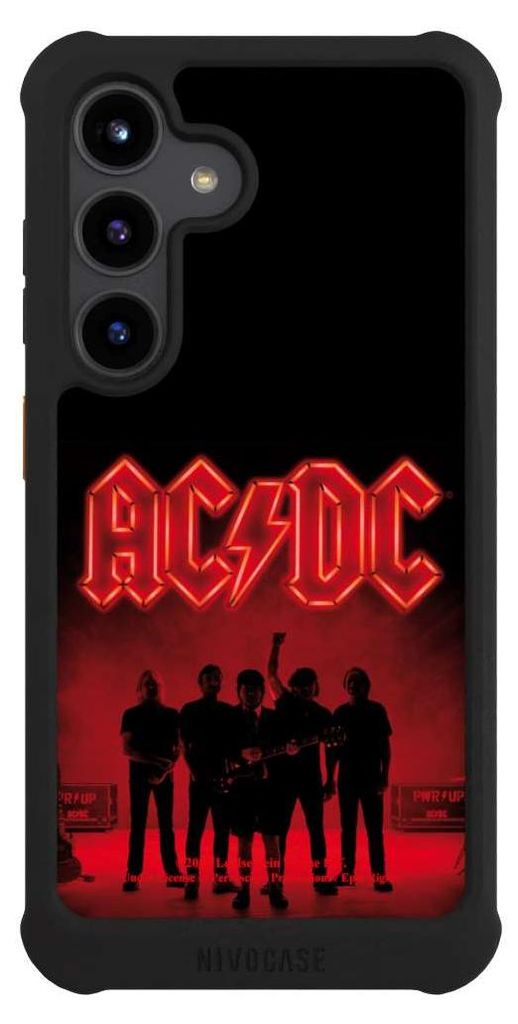 NIVOCASE Hülle für Samsung Galaxy S24 Stoßfeste Handyhülle NIVOmax Case Schwarz ACDC Band Offizielles Lizenzprodukt