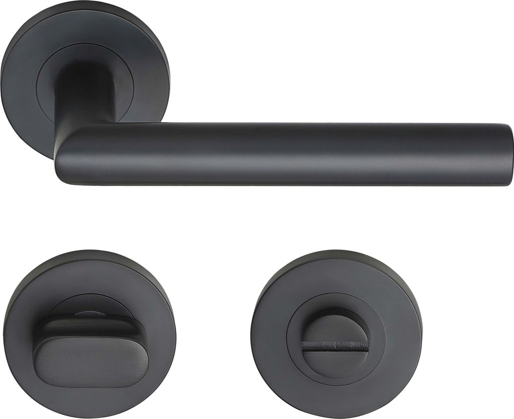 Tortola Drückergarnitur MeinTürgriff schwarz Türdrücker BB PZ WC Edelstahl Türgriff