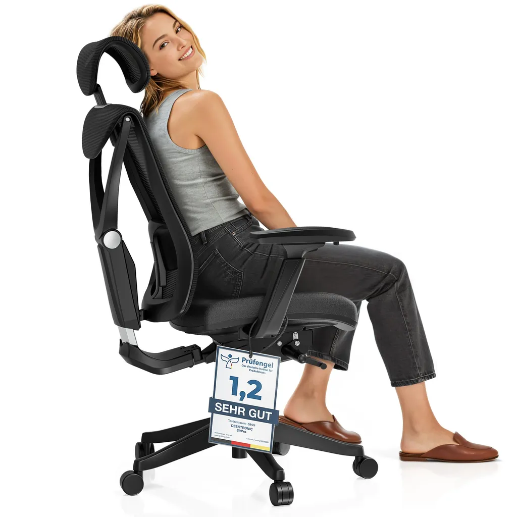 Fauteuil de bureau ergonomique accoudoirs 3D et soutien lombaire 5D