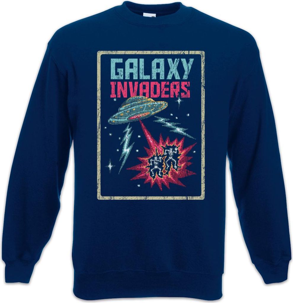 Urban Backwoods Pixel Galaxy Invaders, Sweatshirt, Farbe: Navy, Größe: 2XL