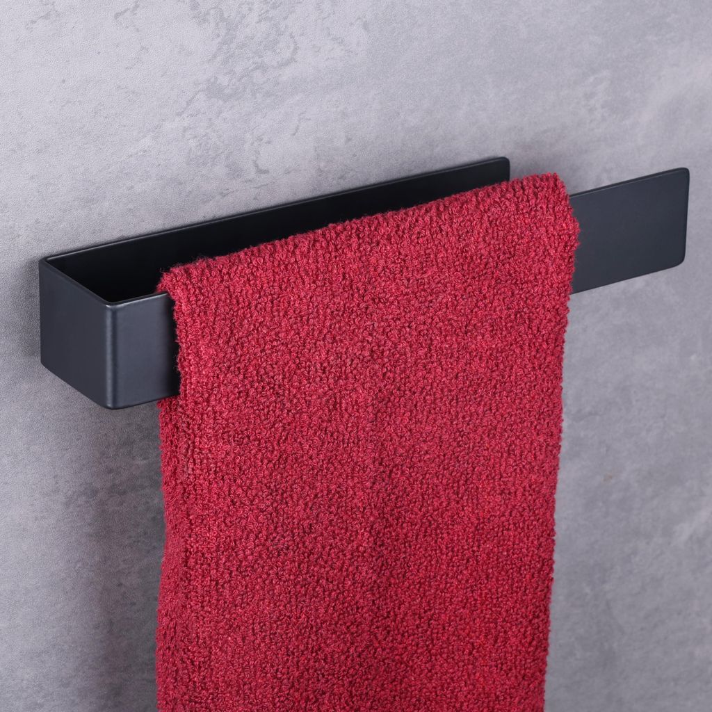 Belle Vous Handtuchhalter Ohne Bohren Schwarz - 22 cm Rostfreier Selbstklebende Handtuchhalter Edelstahl zum Aufkleben an der Wand - Handtuchhalter