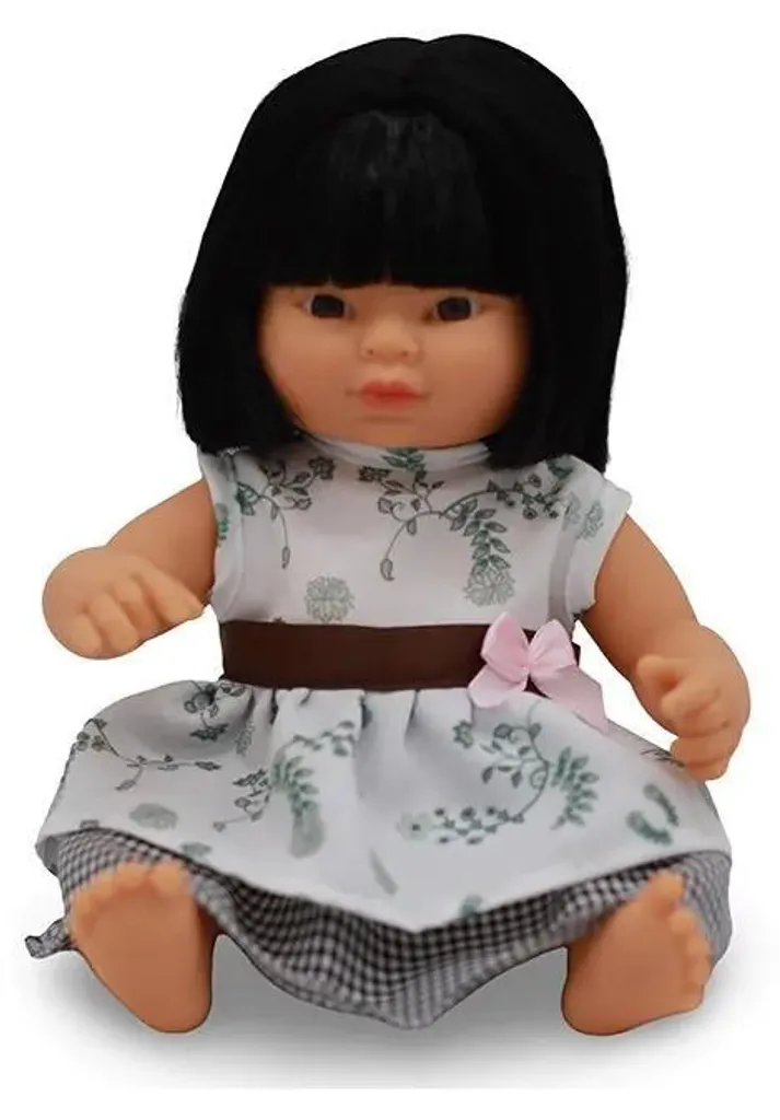 Poupée réaliste Emma 30 cm en vinyle souple avec sa robe de coton bio