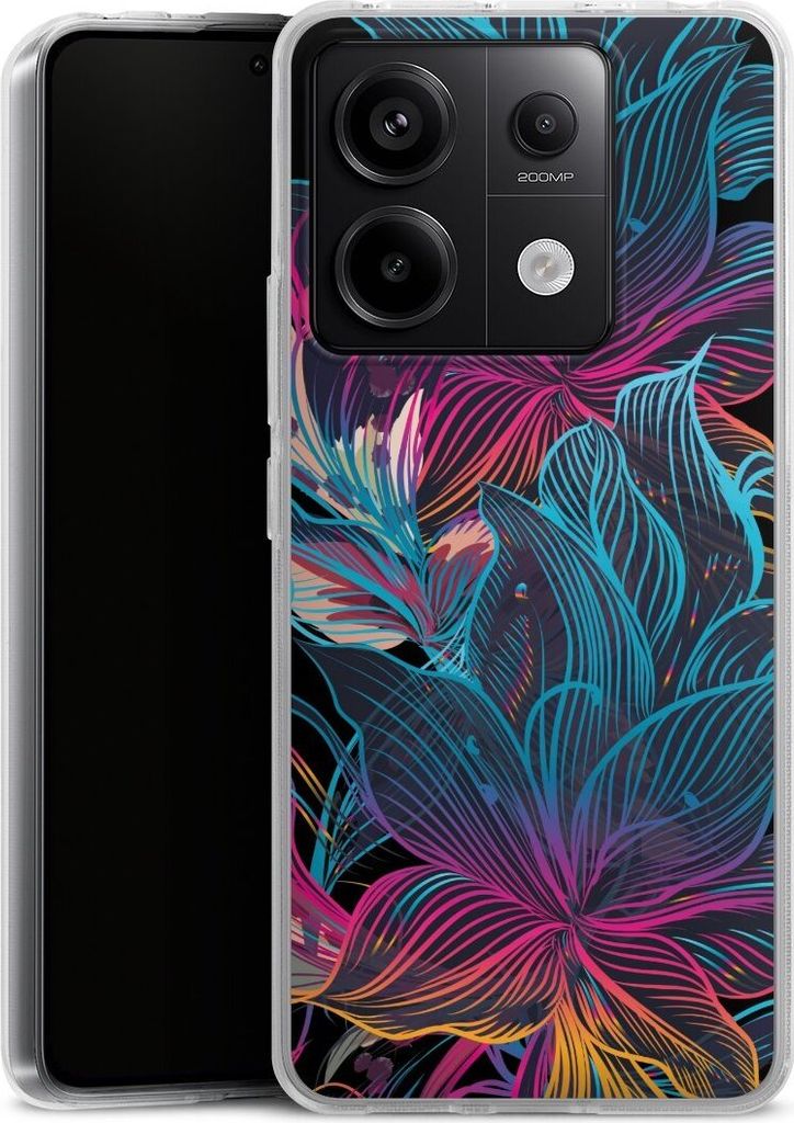 DeinDesign Handyhülle für Xiaomi Redmi Note 13 Pro 5G Silikon Hülle Case Smartphone Schutzhülle Blumen Neon bunt
