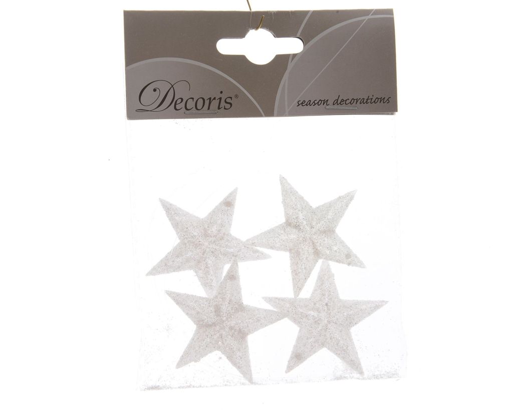 Ornament plc d4,5 cm Stern glitter weiß 4 Stücke Produktbild 