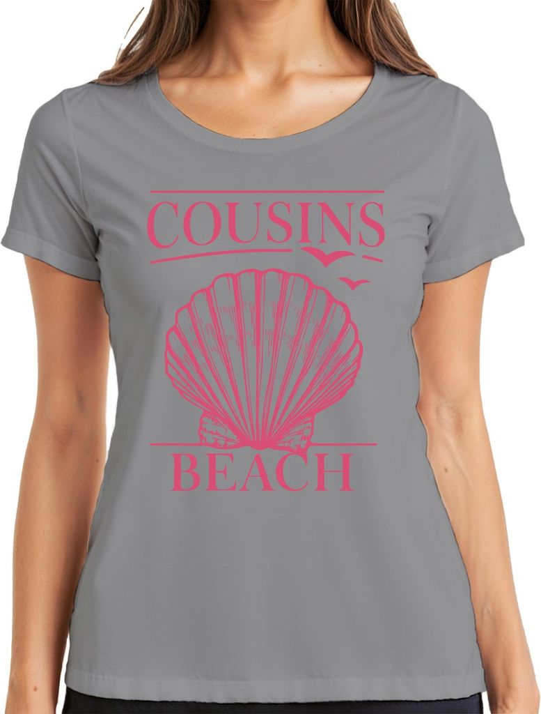 COUSINS BEACH Muschel Strand Meer The Summer I Got Pretty Damen T-Shirt, Grau, S