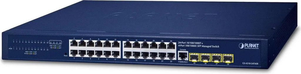 Commutateur réseau 24 ports administrable L2/L4 Gigabit PLANET 1U
