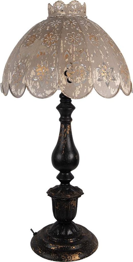 Clayre & Eef Tischlampe Ø 41x75 cm Schwarz Grau Metall