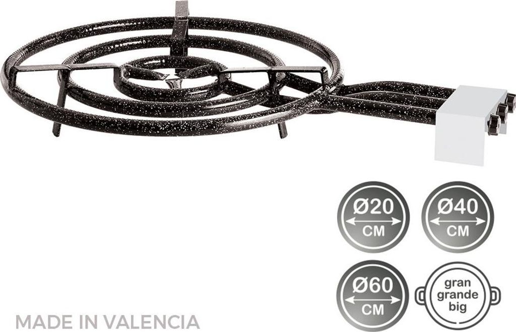 Réchaud à paella 60 cm Propane 3 rampes avec thermocouple et veilleuse