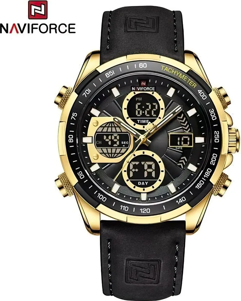 Montre Analogique Homme NAVIFORCE MI-38650 Bracelet Acier Noir Or