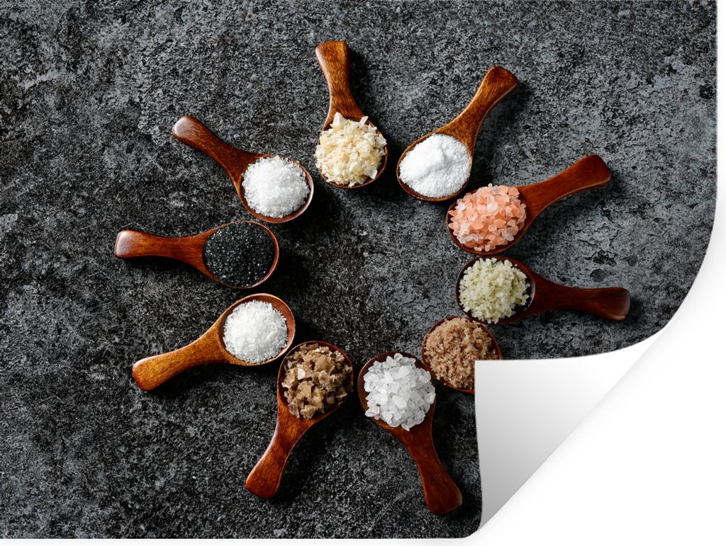 MuchoWow Wandtattoo Wandsticker Wandaufkleber Löffel - Kräuter - Gewürze - Küche - Industrie 160x120 cm Selbstklebend und Repositionierbar - ...