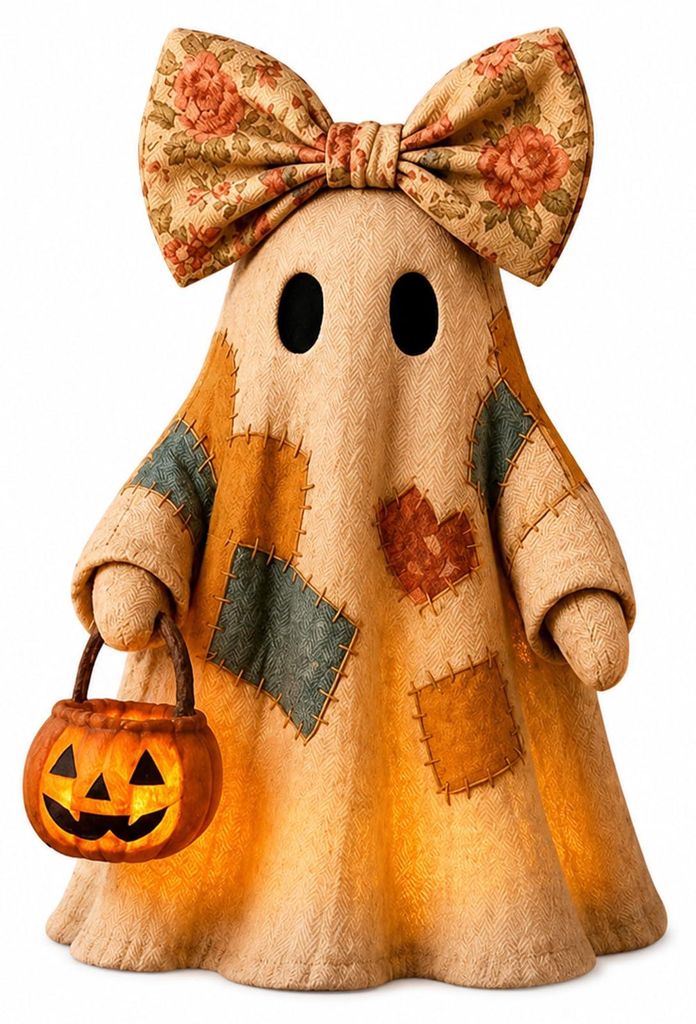 Beleuchtete Vintage-Halloween-Dekoration: Patchwork-Geist Produktbild 