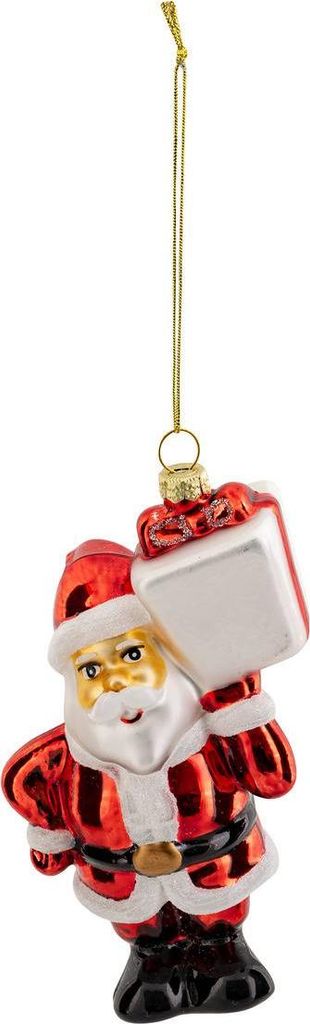 Sujet weihnachtsmann geschenk glas h.13cm rot - Feeric Lights & Christmas