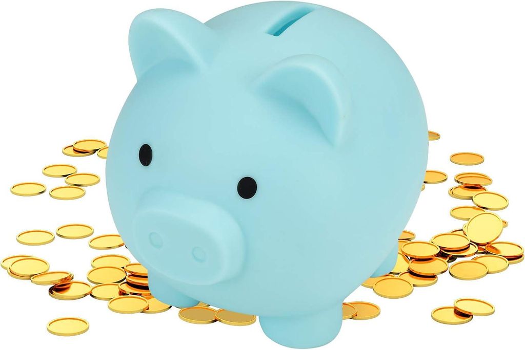 Wunderschönes Sparschwein mit drehbarem Deckel, großes Fassungsvermögen, tolles Geschenk für Kinder, Aufbewahrungsbox für Kinder, Blau