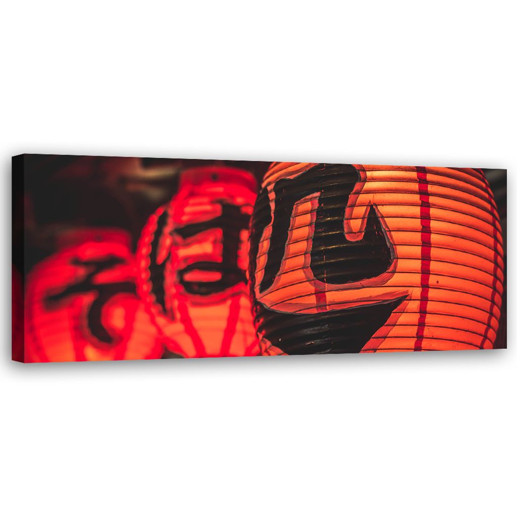 Leinwandbild Asiatische Laternen 90x30 Feeby Rosa bild für die wand bereit zum aufhängen