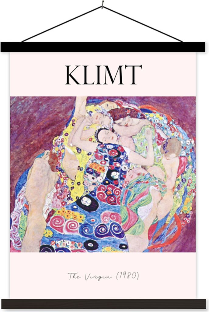 MuchoWow Textilposter Gemälde - Gustav Klimt - Die Jungfrau (1980) 60x80 cm mit schwarzem Rahmen - Plakathalter