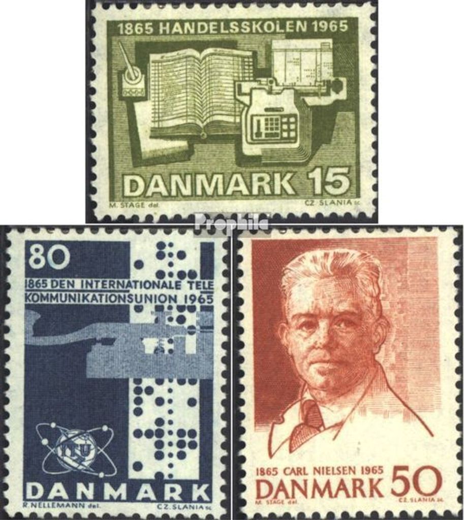 Briefmarken Dänemark 1965 Mi 426y,431y,432y (kompl.Ausg.) floureszierendes Papier postfrisch Handelsschulen