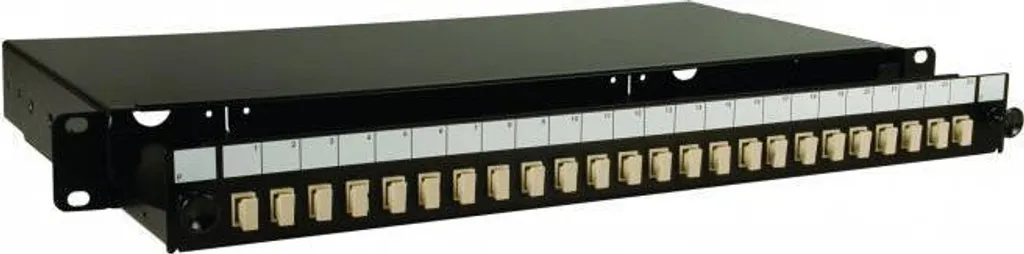 Boîte d'épissure FO 24x LC-Duplex Multimode 19 pouces Noir RAL 9004