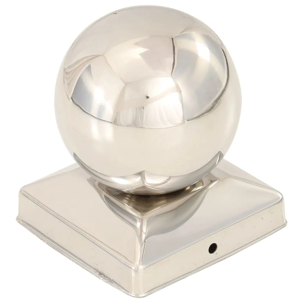 Chapeaux de poteau boule 81x81 mm en inox pour clôture extérieure 6 unités