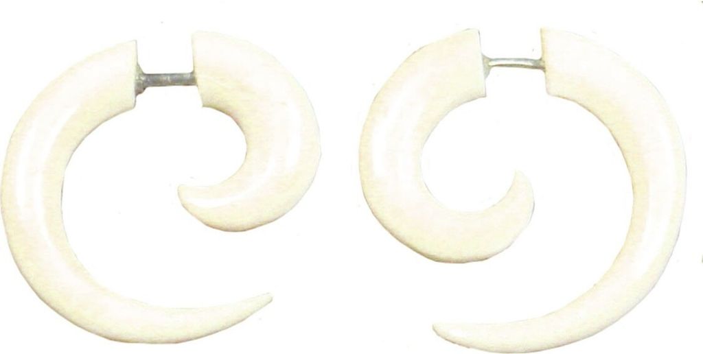 1 Paar Ohrringe aus Bone - Fake Piercing Sichel, 22mm