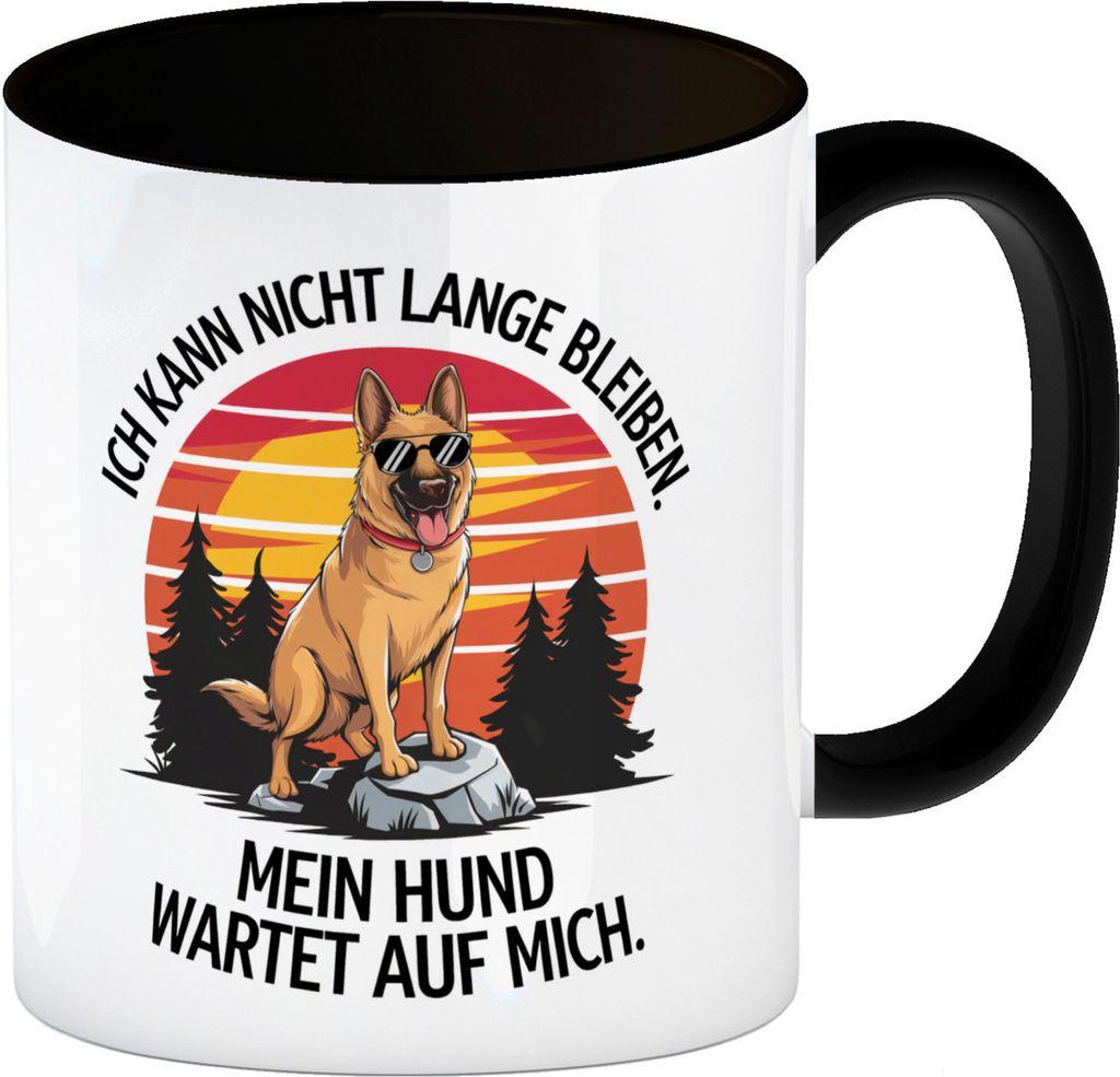 Deutscher Schäferhund mit Sonnenbrille Kaffeebecher in Produktbild 