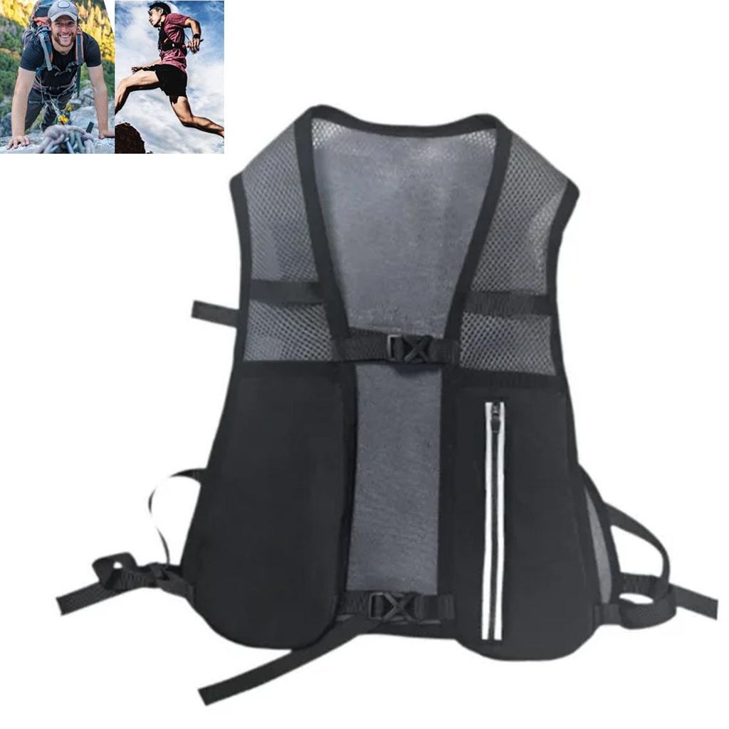 Laufweste Herren Damen ultraleicht Running Vest Rucksack, atmungsaktiv Sportweste mit Reflektoren & verstellbarem Brustgurt für Joggen & Wandern
