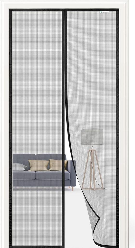 80 x 220 cm magnetisches Fliegengitter für Türen - neueste Modelle ohne Bohren - geeignet für Balkon- und Fenster Türen. Schwarz