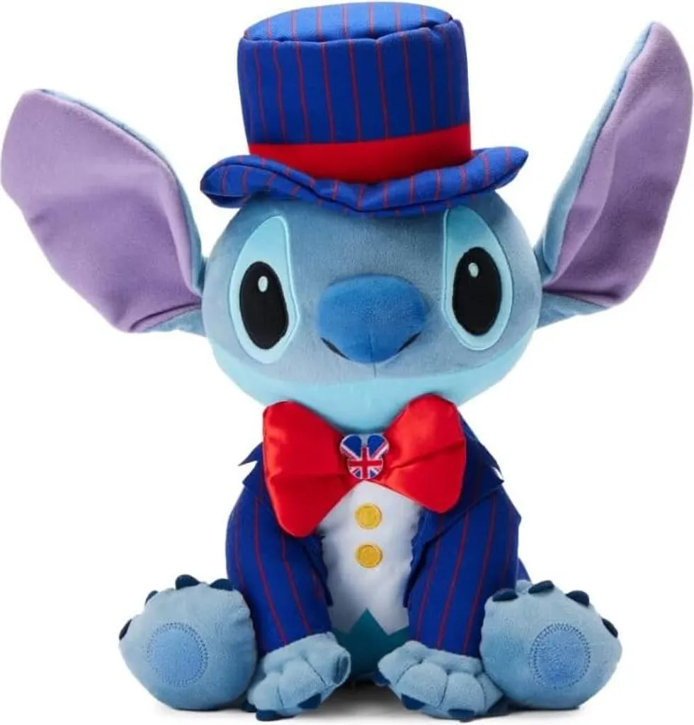 Peluche Stitch 35cm Union Jack : Le Doudou Ultra Doux et Indéformable