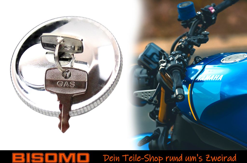 Tankdeckel Ø 40mm, abschließbar, kompatibel mit Yamaha FS1, Kreidler, Zündapp, Chrom Optik, 2 Schlüssel