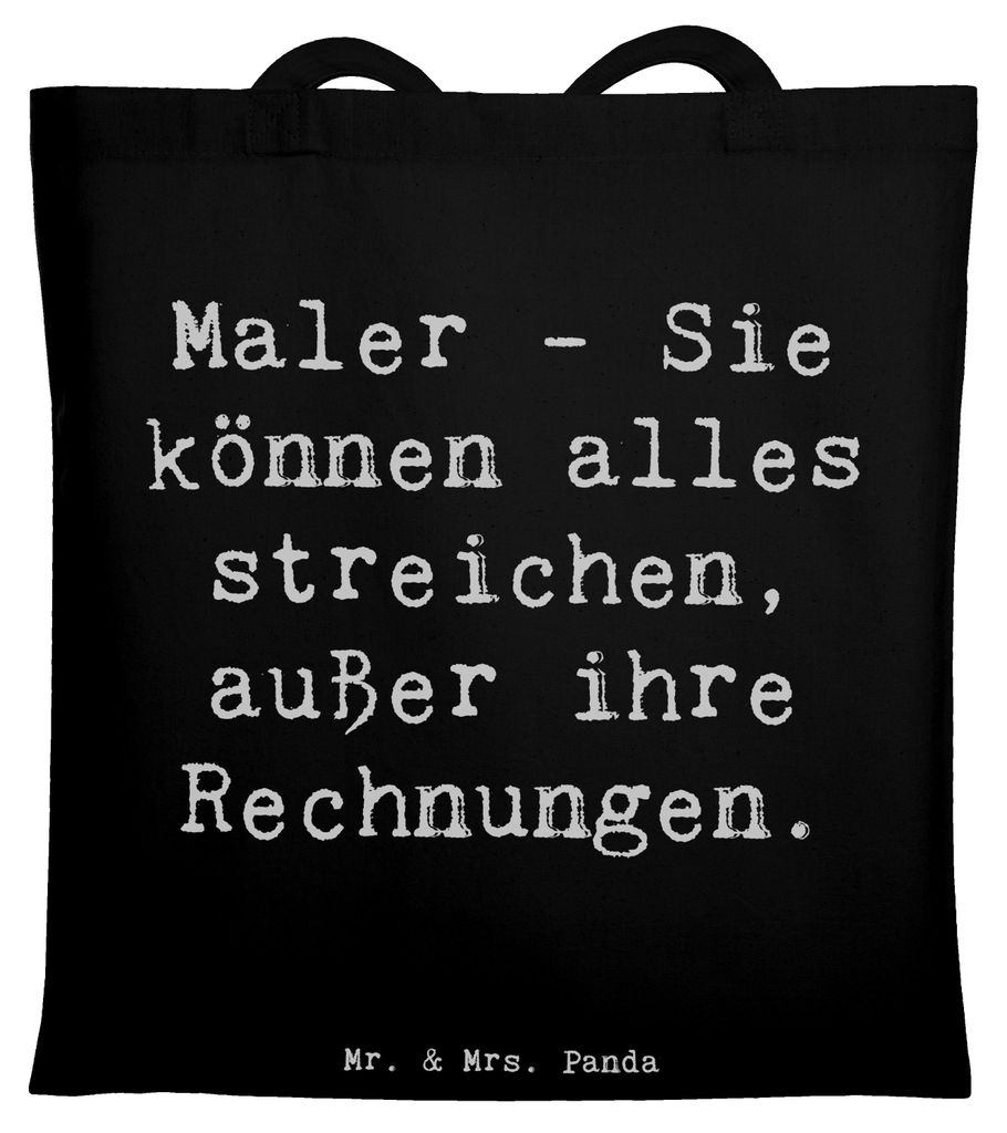 Mr. & Mrs. Panda Shopping Tasche Spruch Maler Rechnung - Schwarz - Geschenk, Uni, Berufsliebe, stoff shopper, Tote Bag, Hobbymaler, Beruf, Berufsle...