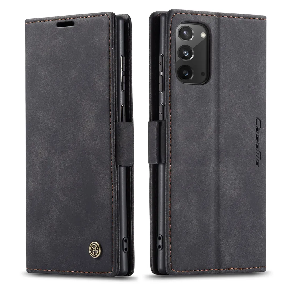 Custodia Galaxy Note 20 Retrò Nero: Portafoglio in Similpelle e Stand
