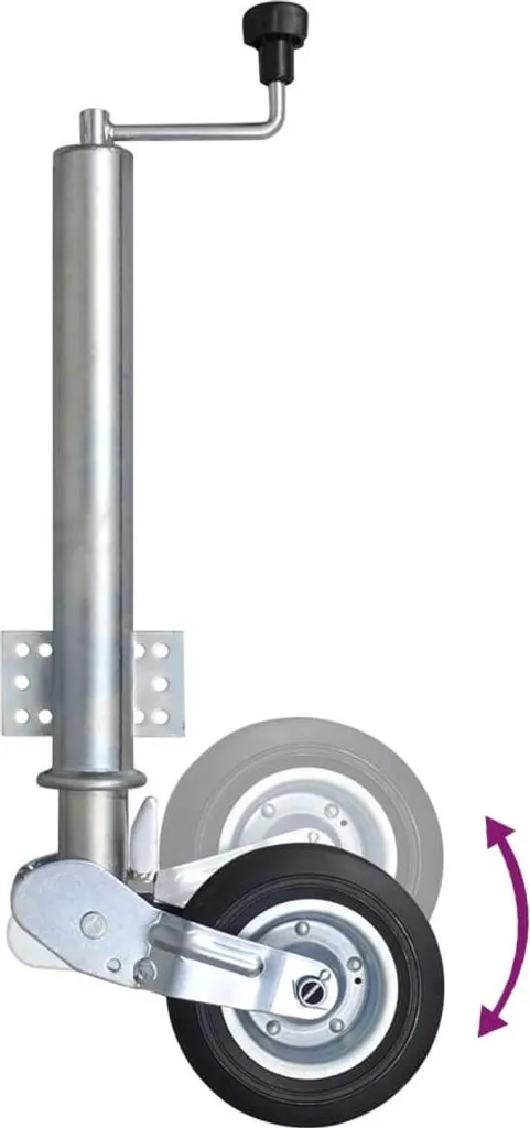 Roue d'appui robuste 60 mm avec 2 supports et pinces pour remorque