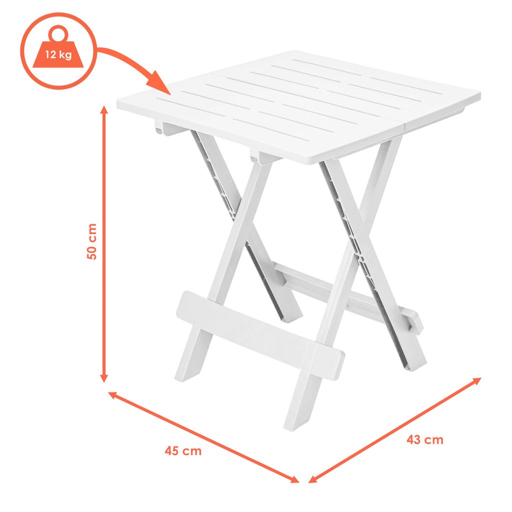 Kunststoff Klapptisch 45 x 43 cm - weiß