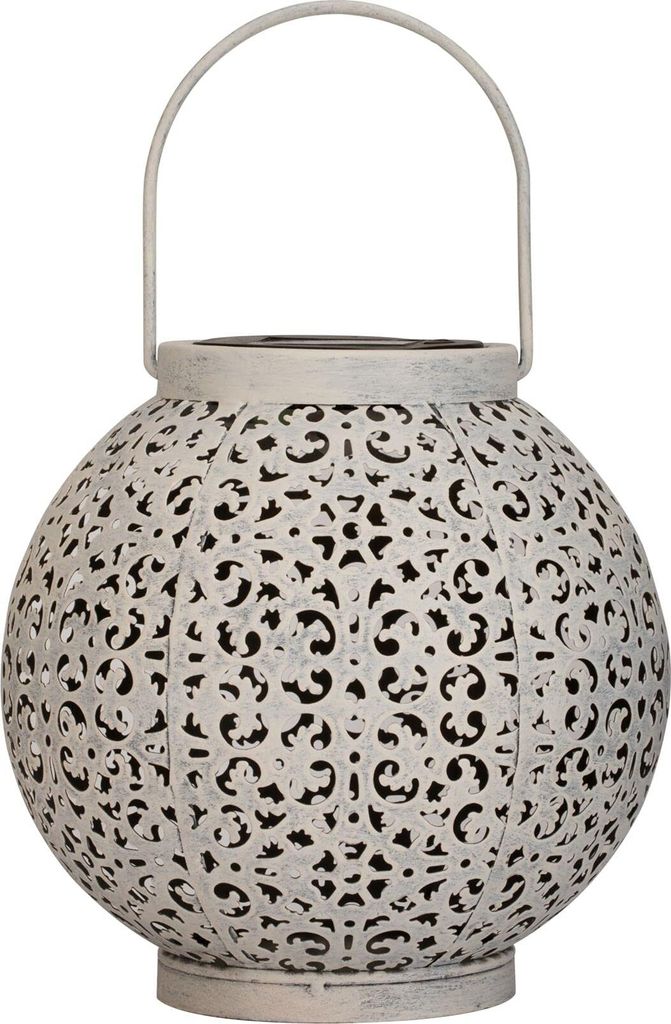 Pauleen 48180 Sunshine Jewel Solar-Laterne für Balkon oder Garten Weiß Außenbeleuchtung Metall Solar 3000K