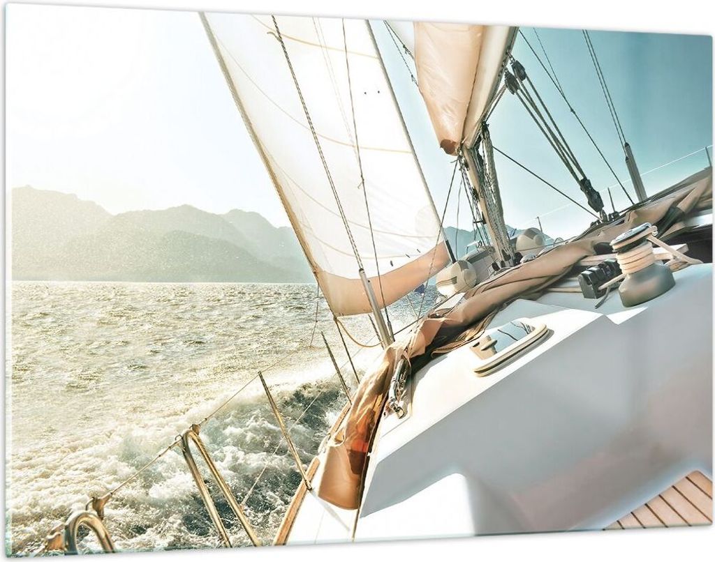 Bilder auf glas - Einteilig - Yacht Segeln So - 120x80cm - Glasbilder - Wandbilder - Bilder - zum Aufhängen bereit - Wanddekoration aus Glas - Gla...