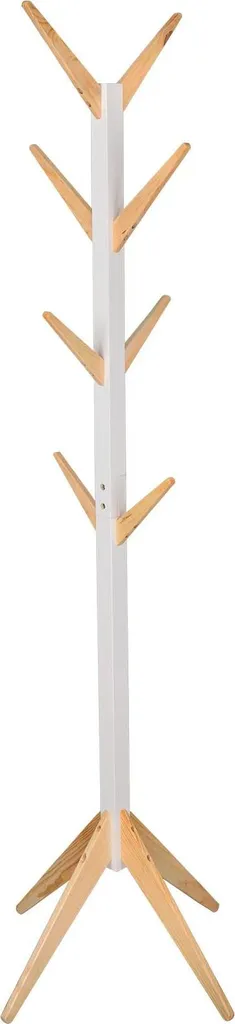 Porte-manteau bois 8 crochets hauteur 180 cm stable coloris Jaune clair