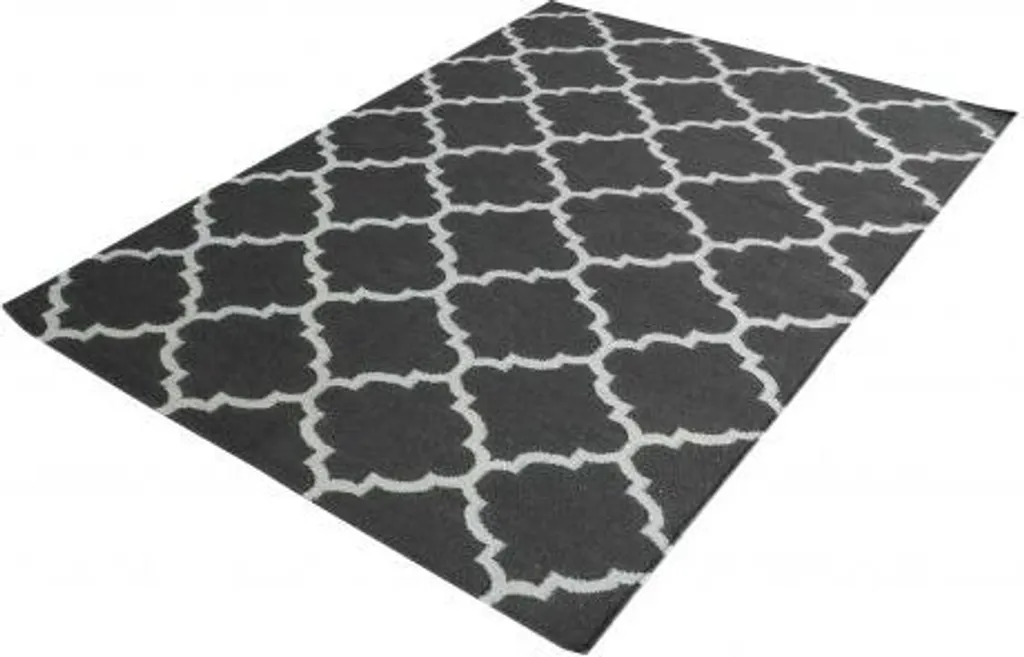 Tapis Kilim 140x200 cm Elizabeth Noir - Tissage Plat Déco Salon Chic