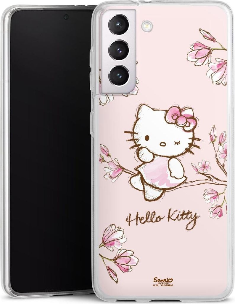 DeinDesign Slim Hülle für Samsung Galaxy S21 5G Silikon Case Ultra Dünn Handyhülle Fanartikel Hanami Hello Kitty