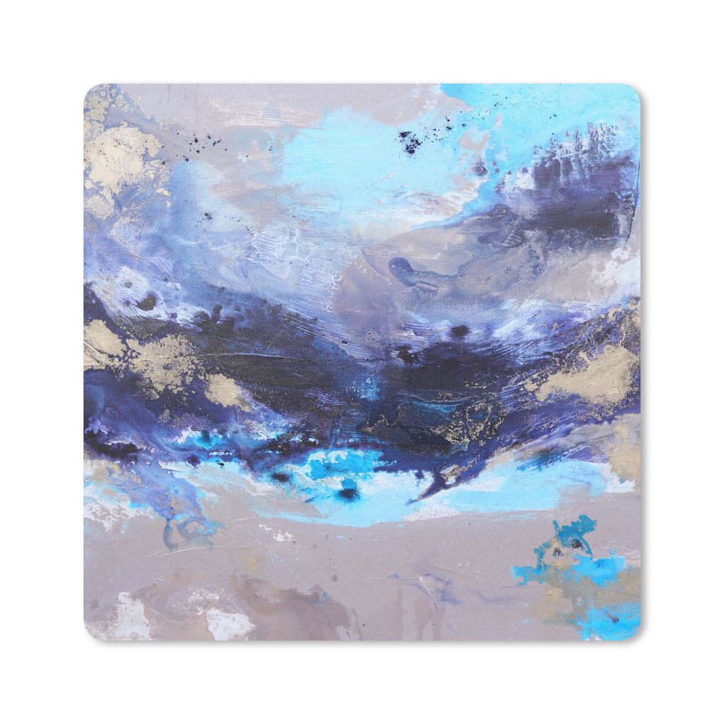 MuchoWow Mauspad Mousepad Blau - Grau - Kunst - Abstrakt - Farbe 30x30 cm - Mousepads - Maus Mat - Pad - Mausunterlage - Gaming