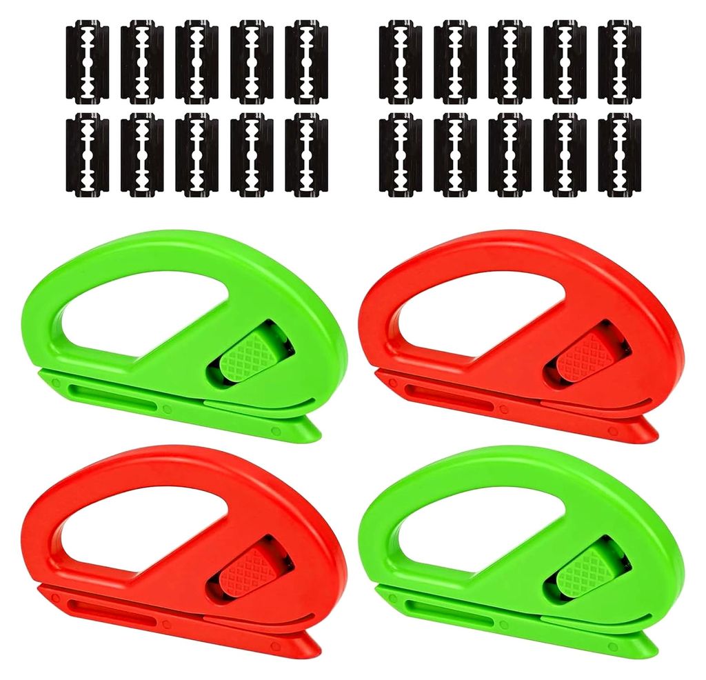 4 Stück Geschenkpapier-Schneider mit 20 Ersatzklingen, Mini Papierschneider für Geschenkpapiere