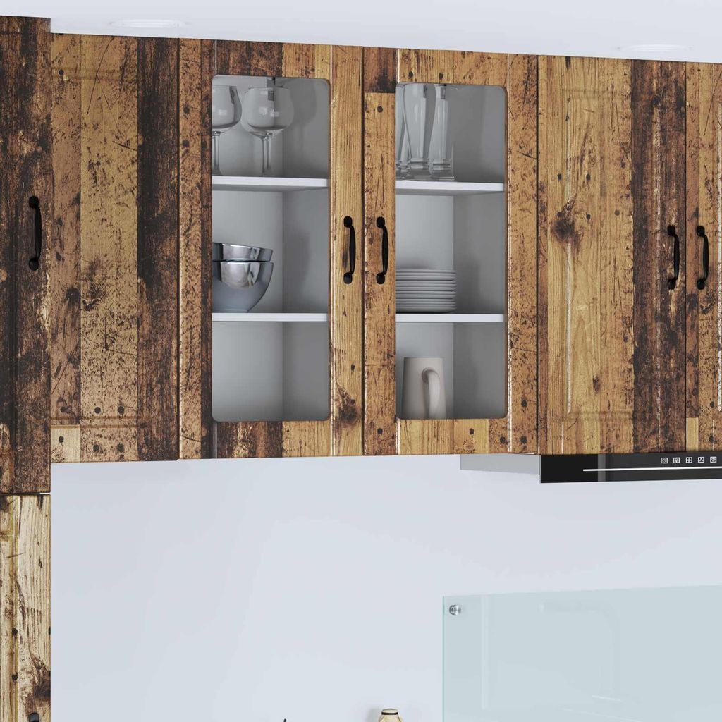 "Schlussverkauf" Küchenschrank 2 Stück - Buffetschrank/Sideboard Küche - Altholz 40x31x80 cm Holzwerkstoff C10049