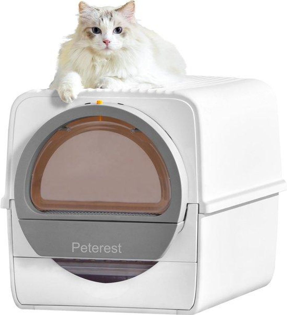 Automatische Kattenbak mit Selbstreinigung, für mehrere Katzen, mit Deckel, Geruchsneutral, mit Zieh- und Schaufel-Funktion, selbstreinigend, wei...