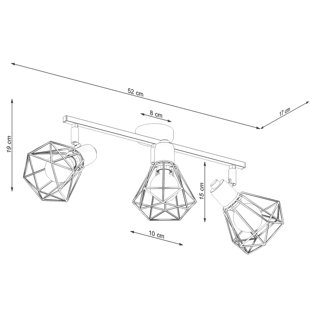 Lampada ARTEMIS 3 Sollux Bianco Acciaio | Plafoniera Moderna E14 3 Luci - 5